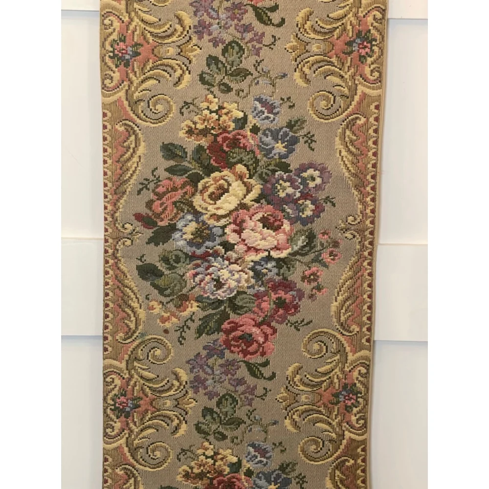 Belgian Metrax Tapestry Runner Au Point de Bruges Floral 12x94.5”